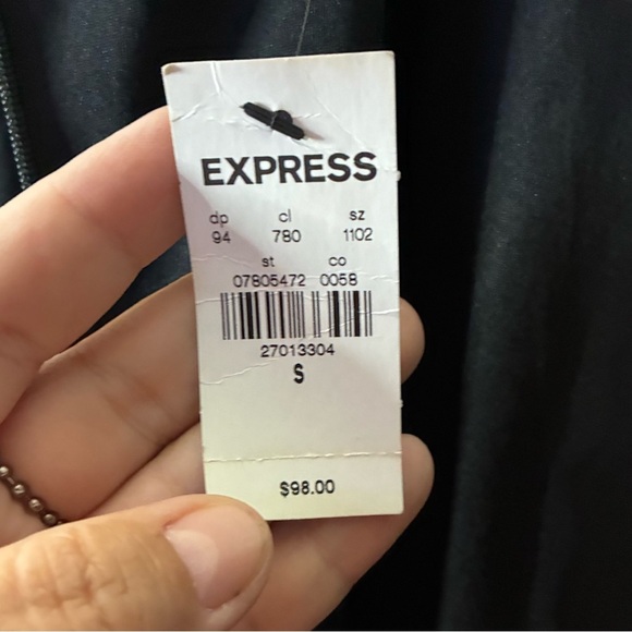 🆕Express Black Long Sleeve Elegant Design Wrap Flower Rouched Dress S🆕 - Picture 15 of 15